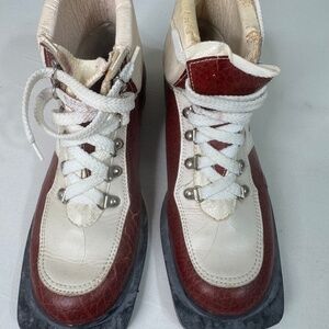 Vintage Munari Leather Ski / Après Boots – Red & Cream – Size 5 – Made in Italy